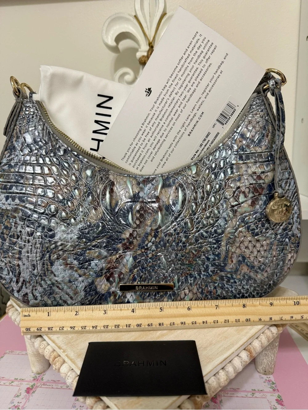 Brahmin Bekka Iridescent Icy Python pattern Shoulder Bag